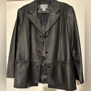 Vintage Black Leather Blazer | 100% Genuine Leather | Size 18